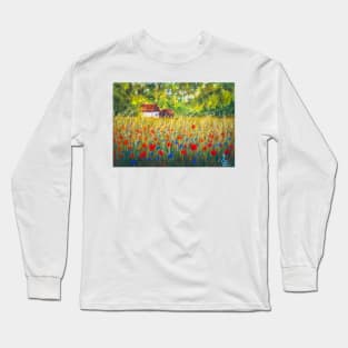 Countryside poppy field Long Sleeve T-Shirt